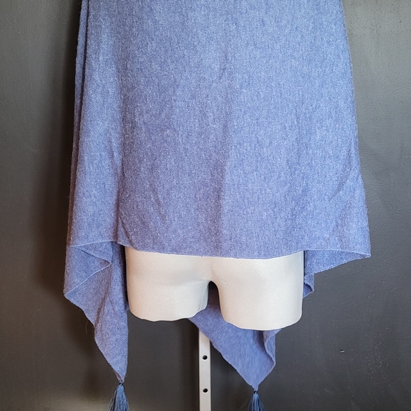 Blue Wool Hooded Poncho - Picture 1 of 3